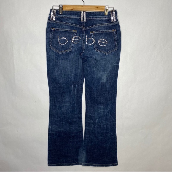 Bebe Rhinestone Y2K Low Rise Jeans Sz 27 - Picture 3 of 9